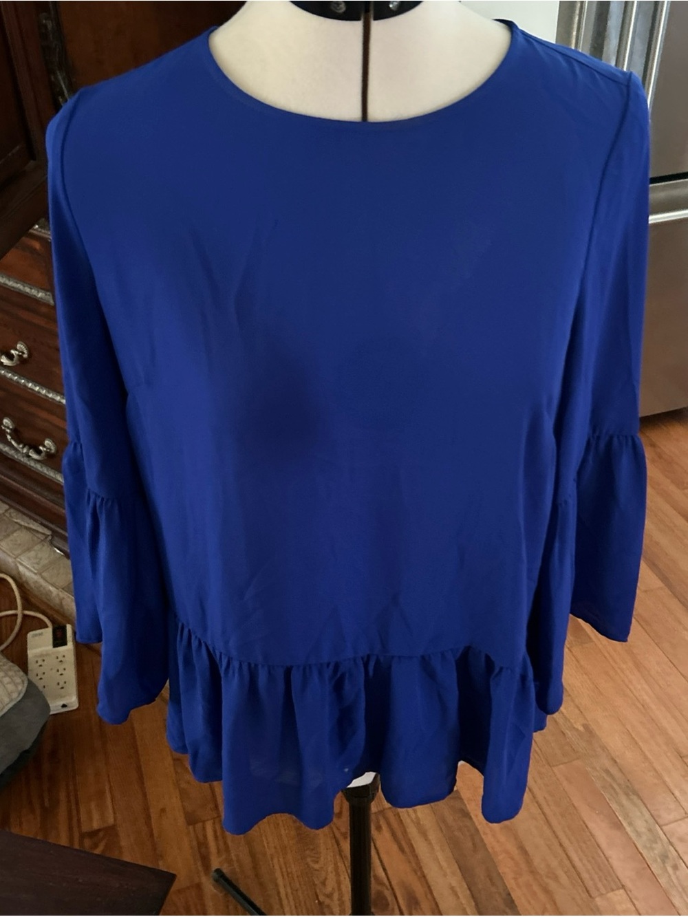 J. Crew Royal Blue Ruffle-Hem Blouse